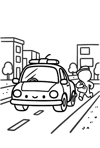 Sleek Police Interceptor Cruising City Road Printable