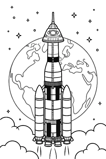 Cute Saturn V Coloring Page Printable