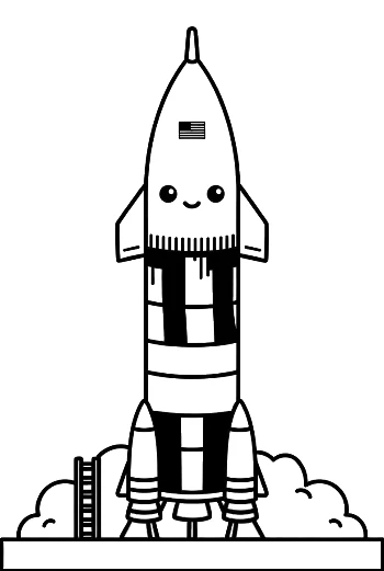 Saturn V Rocket at the Launch Tower Coloring Page Printable