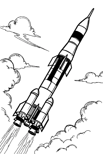 Saturn V Rocket Launch Coloring Page