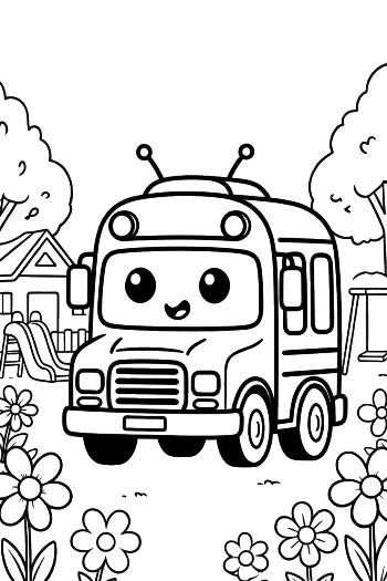 Download Yellow Bus Coloring Page Printable