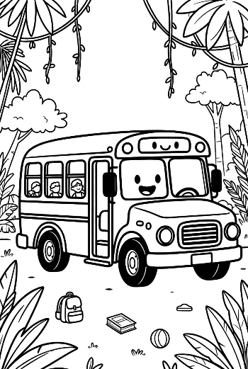 Free Yellow Bus to Color Printable