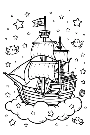 Celestial Pirate Voyage Across the Midnight Sky Printable