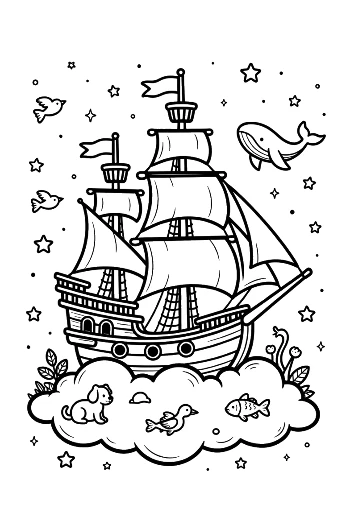 Cosmic Pirate Adventure Among the Moon and Stars Printable