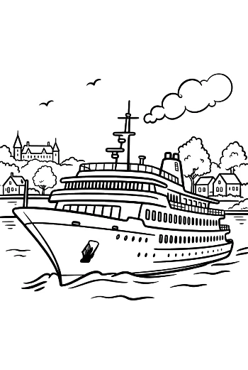 Cruise Ship Coloring Page Printable
