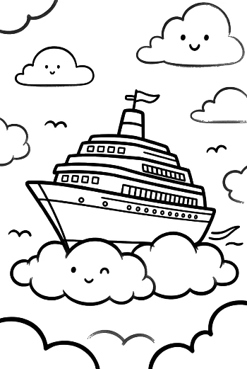 Cute Cruise Ship to Color Printable