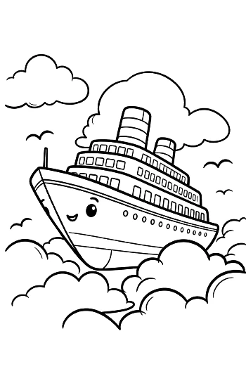 Dreamy Cruise Ship Sailing Above the Clouds Printable
