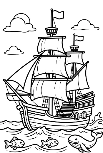 Free Pirate Ship Coloring Sheet Printable