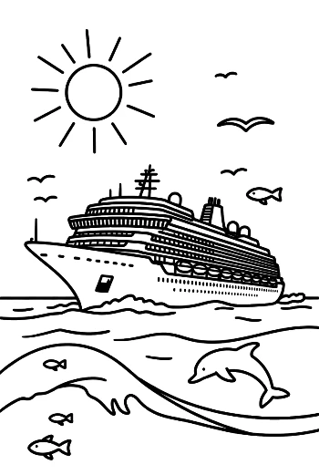 Luxury Cruise Ship Sailing Under Sunny Sky Printable