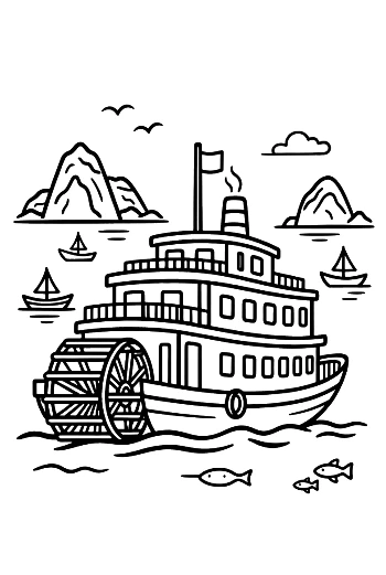 Multi Deck Cruise Liner Near High Cliffs Printable