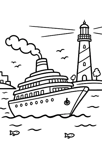 Ocean Voyage Passing Historic Beacon Tower Printable