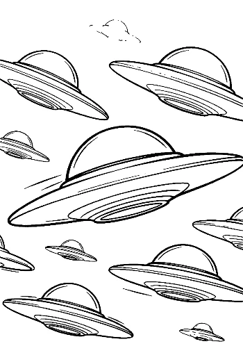 Fleet of UFOs Flying in the Sky