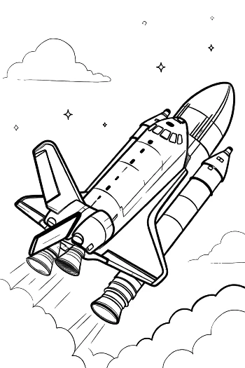 Space Shuttle Ascending into Deep Space Illustration Printable