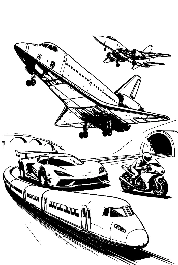 Space Shuttle Launch Amid Speed Machines