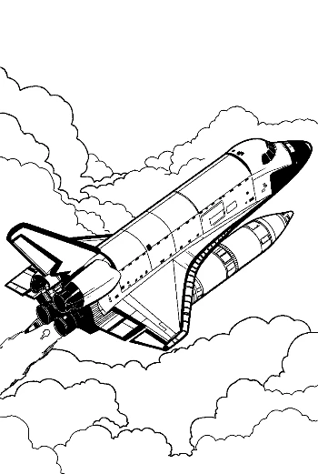 Space Shuttle Launching Through Clouds