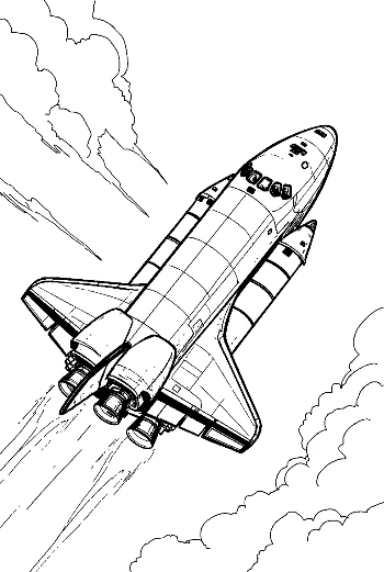 Space Shuttle Launching Through Clouds