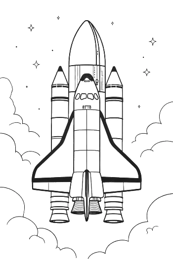 Space Shuttle Orbiter Lifting Off with Smoke Clouds Coloring Page Printable