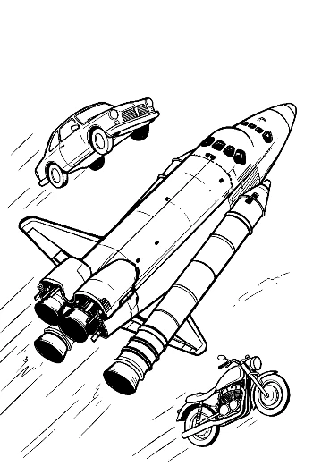 Space Shuttle Racing Car and Motorcycle