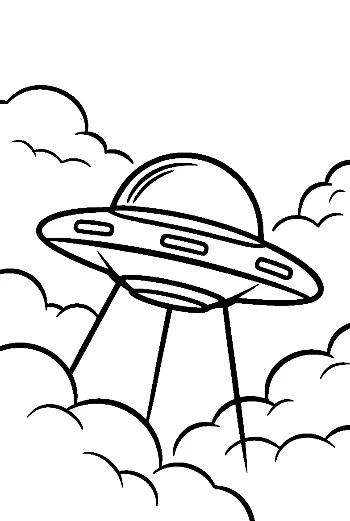 UFO Flying Through Fluffy Clouds