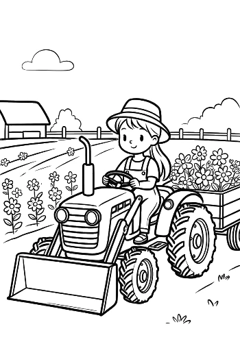 Bulldozer Tractor Clearing a Path on the Countryside Farm Printable