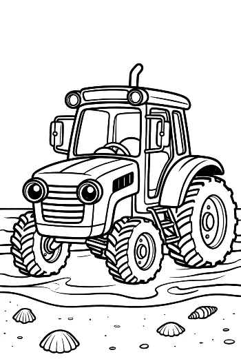 Vintage Farm Tractor Coloring Page for Kids Printable