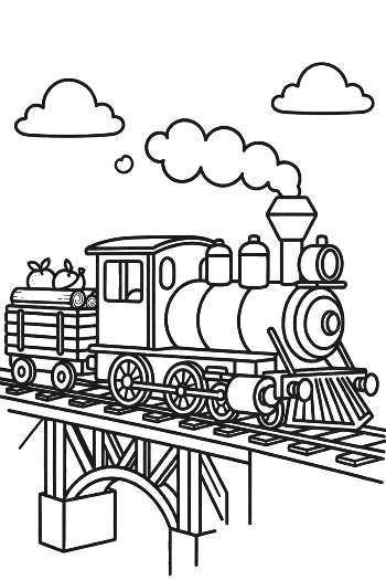 Cute Steam Engine Coloring Sheet Printable