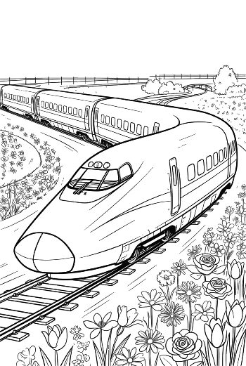 Futuristic Shinkansen Train Rushing Toward a Mountain Tunnel Printable